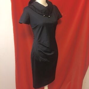 MaxMara funnel neck ruched dress black cotton size 2 or 36